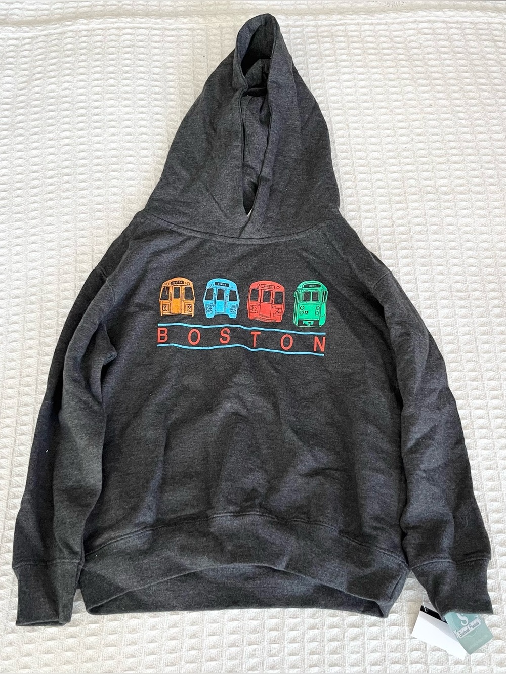Rabbit skins Kids grey MBTA Boston trolley hoodie size 5/6 NWT
